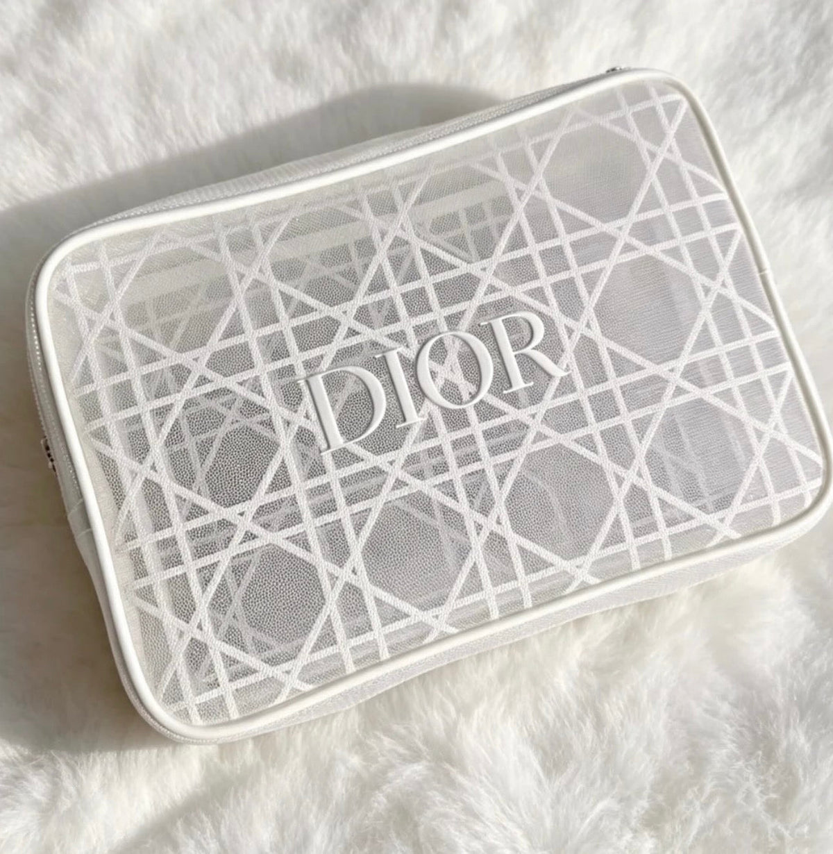 Dior Beauty Mesh Cosmetic Pouch Show White - BusDeals