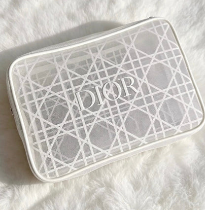 Dior Beauty Mesh Cosmetic Pouch Show White - BusDeals