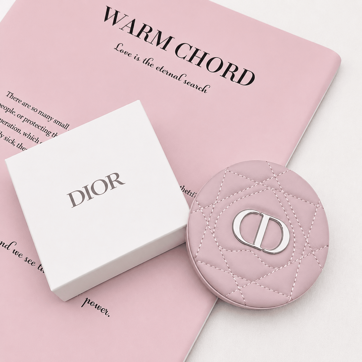 Dior Beauty Pink Heart Pocket Mirror with Shopping bag - Leather Pink - BusDeals