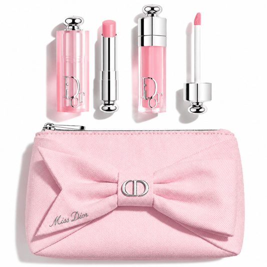 Dior Beauty Pink Ribbon Pouch NEW 2026 with Addict Lip set 001 Pink and Gift Shopping bag - BusDeals