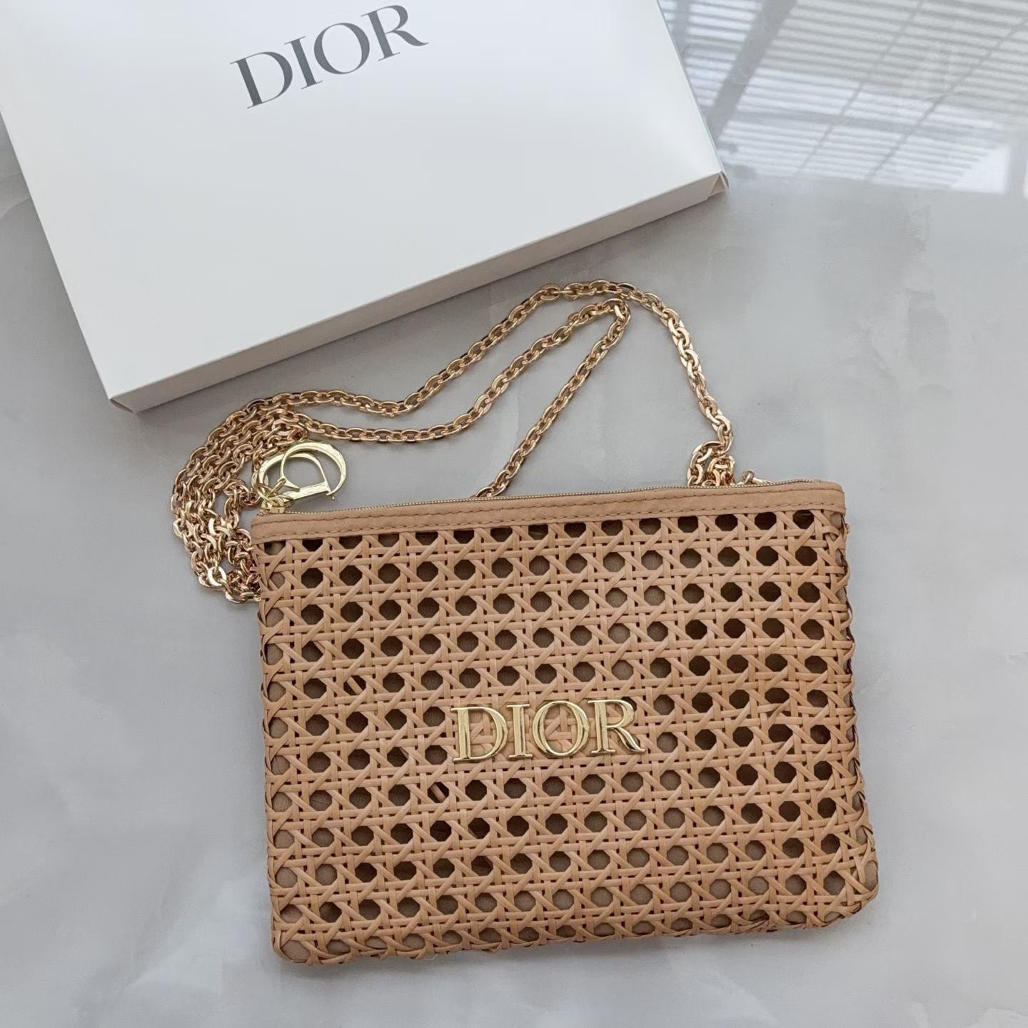 Dior Beauty Raffia Counter Cosmetic Bag Transformed to Crossbody Bag - BusDeals