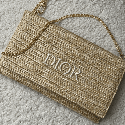 Dior Beauty Raffia/Rattan Counter Cosmetic Bag Transformed to Crossbody Bag - BusDeals