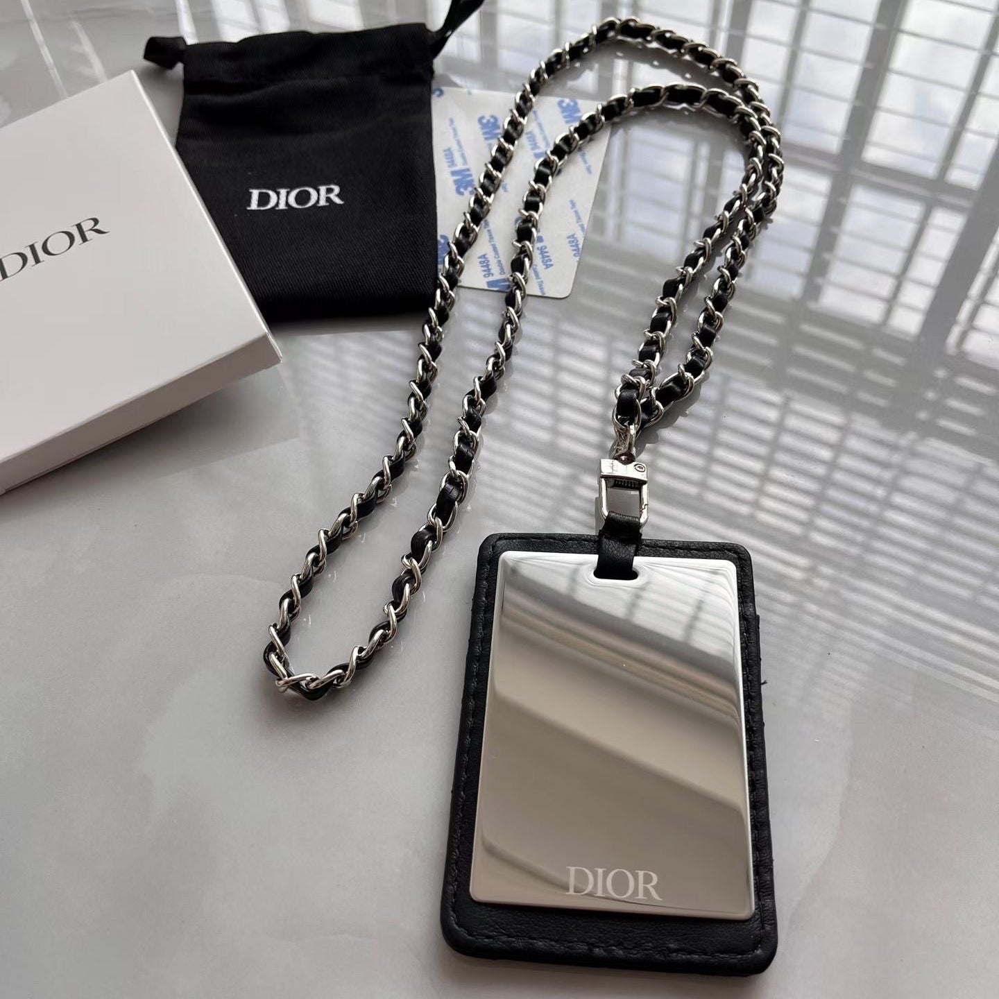 Dior Beauty Rouge Dior Mirror Phone Mirror With Cardholder and Chain-Black - BusDeals