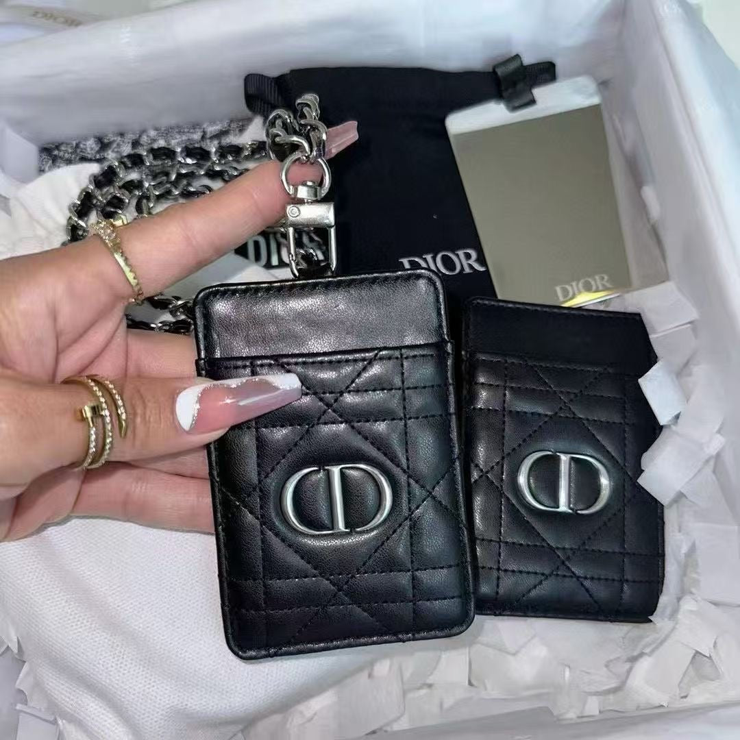 Dior Beauty Rouge Dior Mirror Phone Mirror With Cardholder and Chain-Black - BusDeals