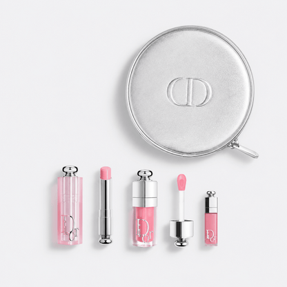 Dior Beauty Round Silver Pouch with MINI TRAVEL DUO SET (001 Pink) - BusDeals