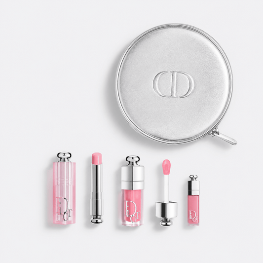Dior Beauty Round Silver Pouch with MINI TRAVEL DUO SET (001 Pink) - BusDeals