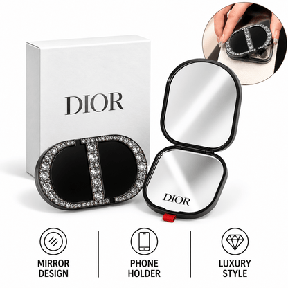 DIOR Counter Gift DYI with Diamond-Encrusted New Black phone mobile mirror - BusDeals