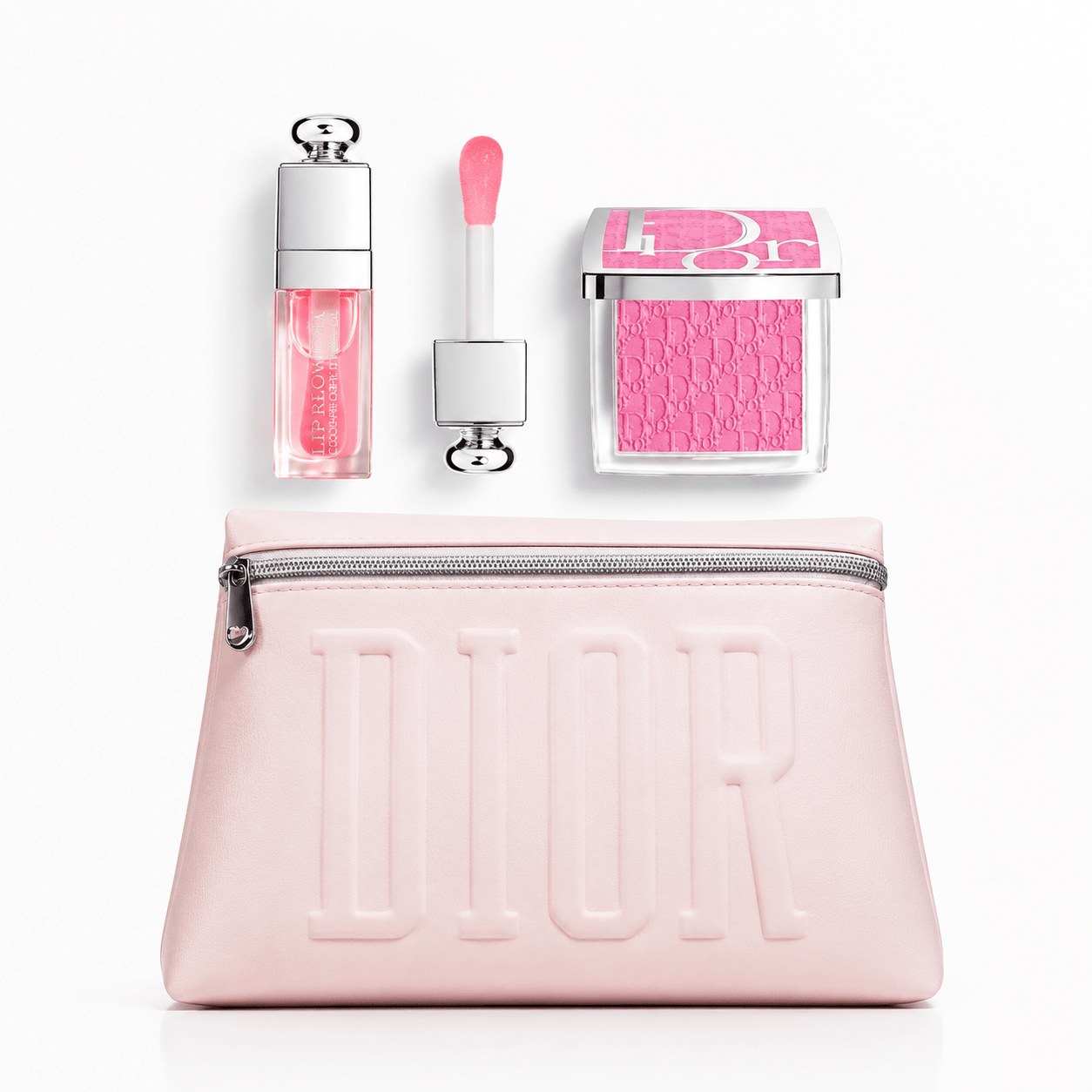Dior Elegant Pouch Pink + 2 pcs Gloss Set with Shopping Bag - BusDeals