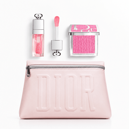 Dior Elegant Pouch Pink + 2 pcs Gloss Set with Shopping Bag - BusDeals