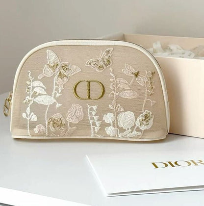 Dior Flora Embroidered Mesh Bag Counter Pouch, Beige - BusDeals