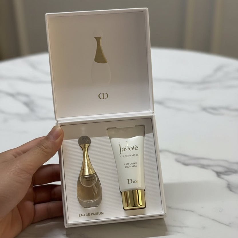 Dior J'adore Perfume For Women Mini Fragrance Gift Set EDP & Body Lotion Duo Travel Set (Perfume 10 ML / Lotion 0.34 Fl Oz) with Gift Shopping bag - BusDeals