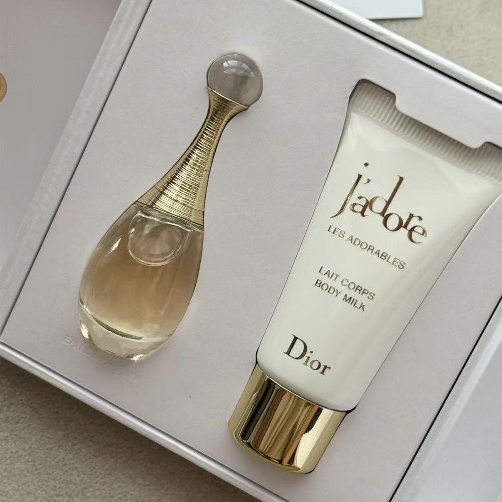 Dior J'adore Perfume For Women Mini Fragrance Gift Set EDP & Body Lotion Duo Travel Set (Perfume 10 ML / Lotion 0.34 Fl Oz) with Gift Shopping bag - BusDeals