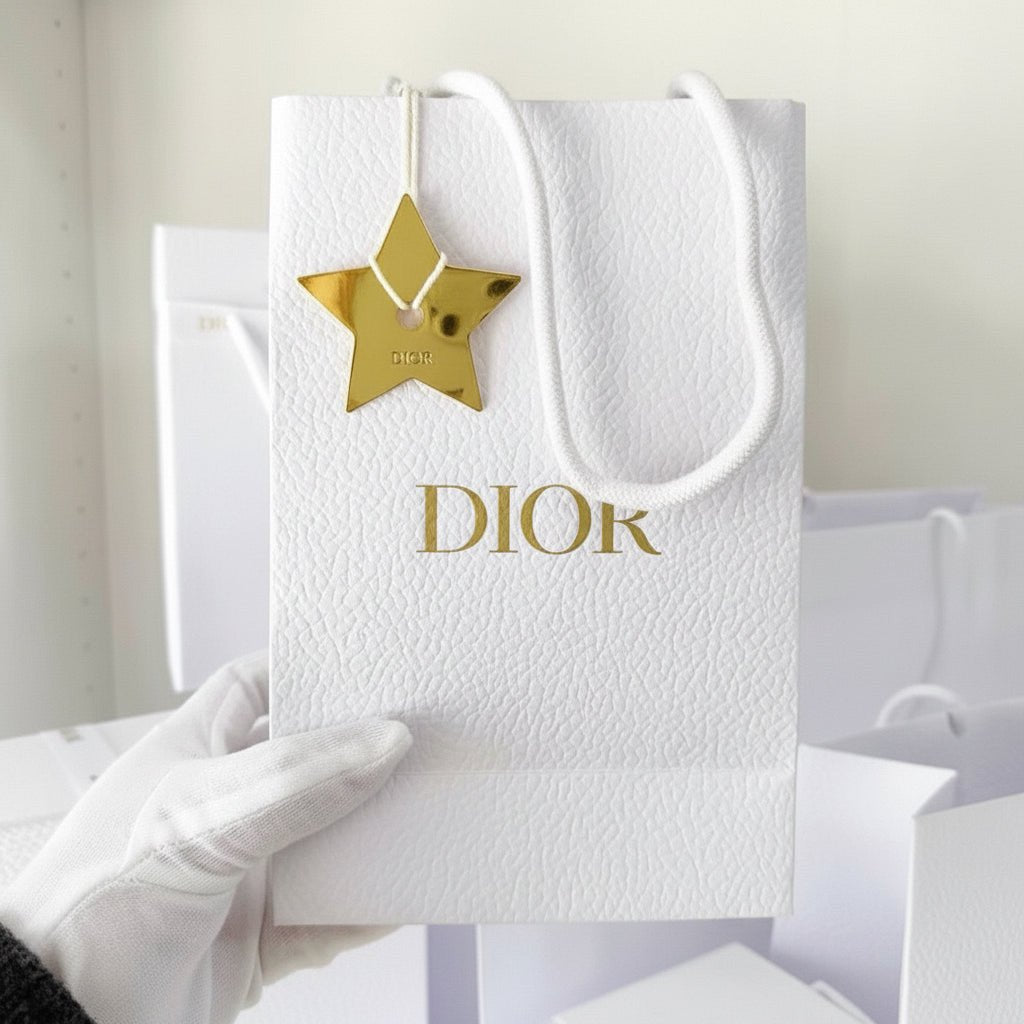Dior White Paper/Gift Bag with star - M Size 22.5*14.5 cm - BusDeals