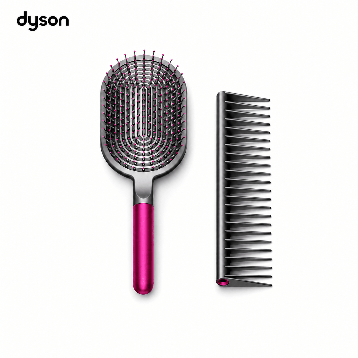 Dyson Designed Detangling Comb & Paddle Brush Styling Set, for Supersonic Hair Dryer HS03, Fuchsia. - BusDeals