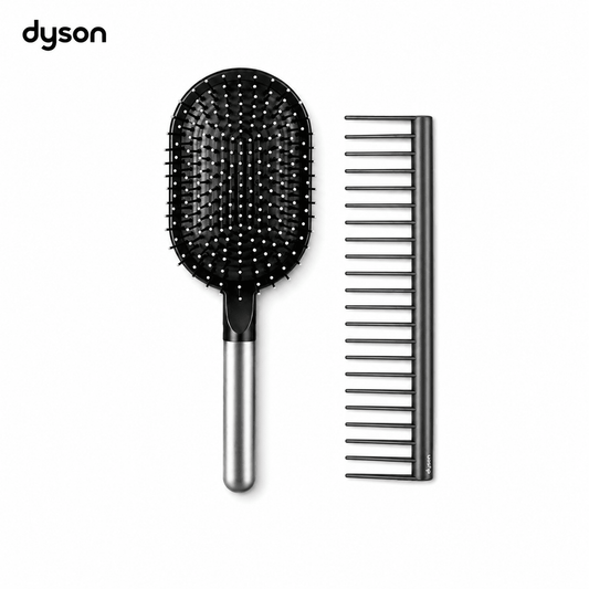 Dyson Designed Detangling Comb & Paddle Brush Styling Set, for Supersonic Hair Dryer HS03, Nickel - BusDeals