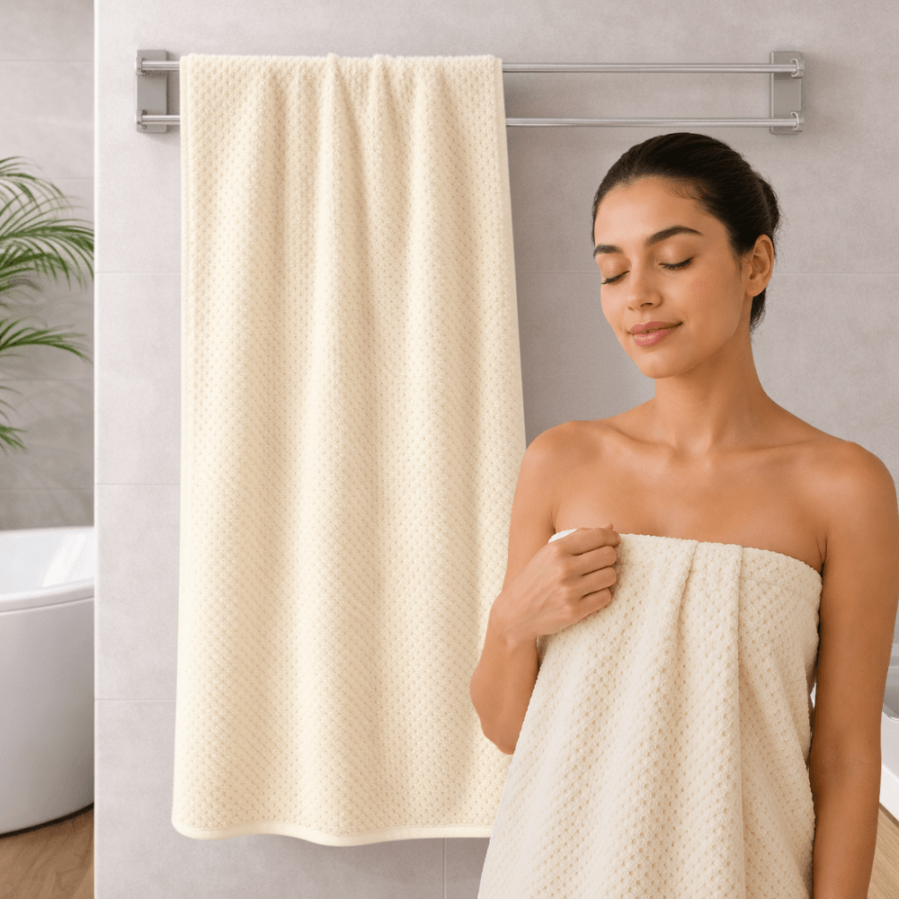 Fast dry Bath towel set ( 70x140cm), coral towel Milky Color - BusDeals