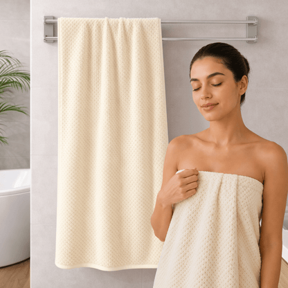 Fast dry Bath towel set ( 70x140cm), coral towel Milky Color - BusDeals