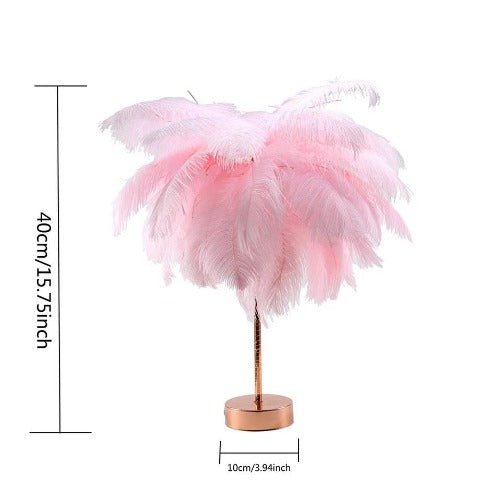 Feather tree lampshade lights , Creative bedroom decoration pink blush color - BusDeals