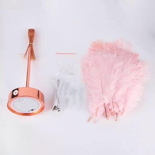 Feather tree lampshade lights , Creative bedroom decoration pink blush color - BusDeals