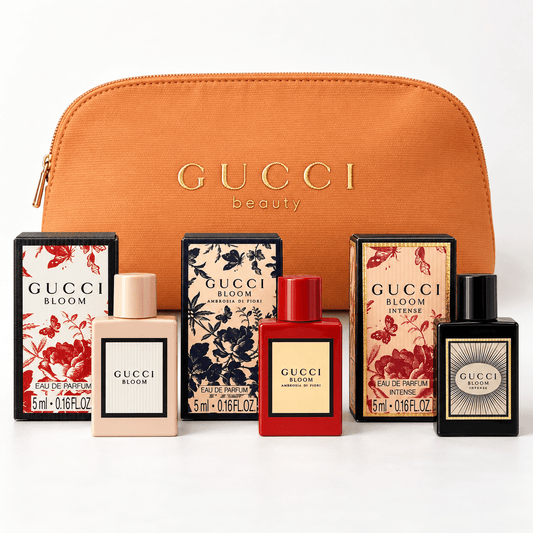 Gucci Beauty Pouch/Bag with 3 Bloom Flora MINI Parfume - BusDeals