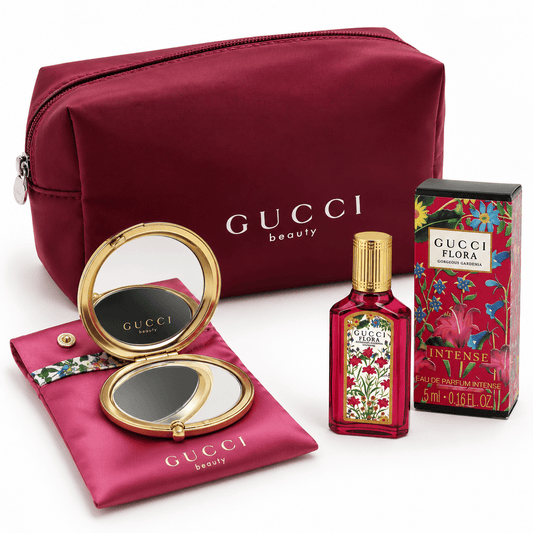 Gucci Beauty Pouch/Bag with Intense Gardenia MINI Parfume 5ml and Mirror - BusDeals