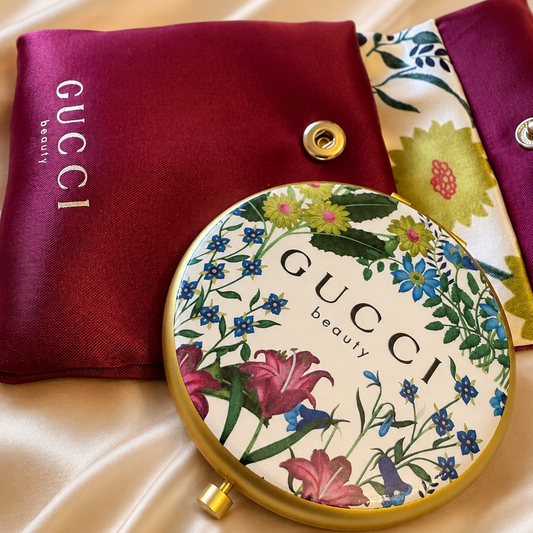 Gucci Floral Pattern Compact Mirror Beauty Promo Gift with Pouch - BusDeals