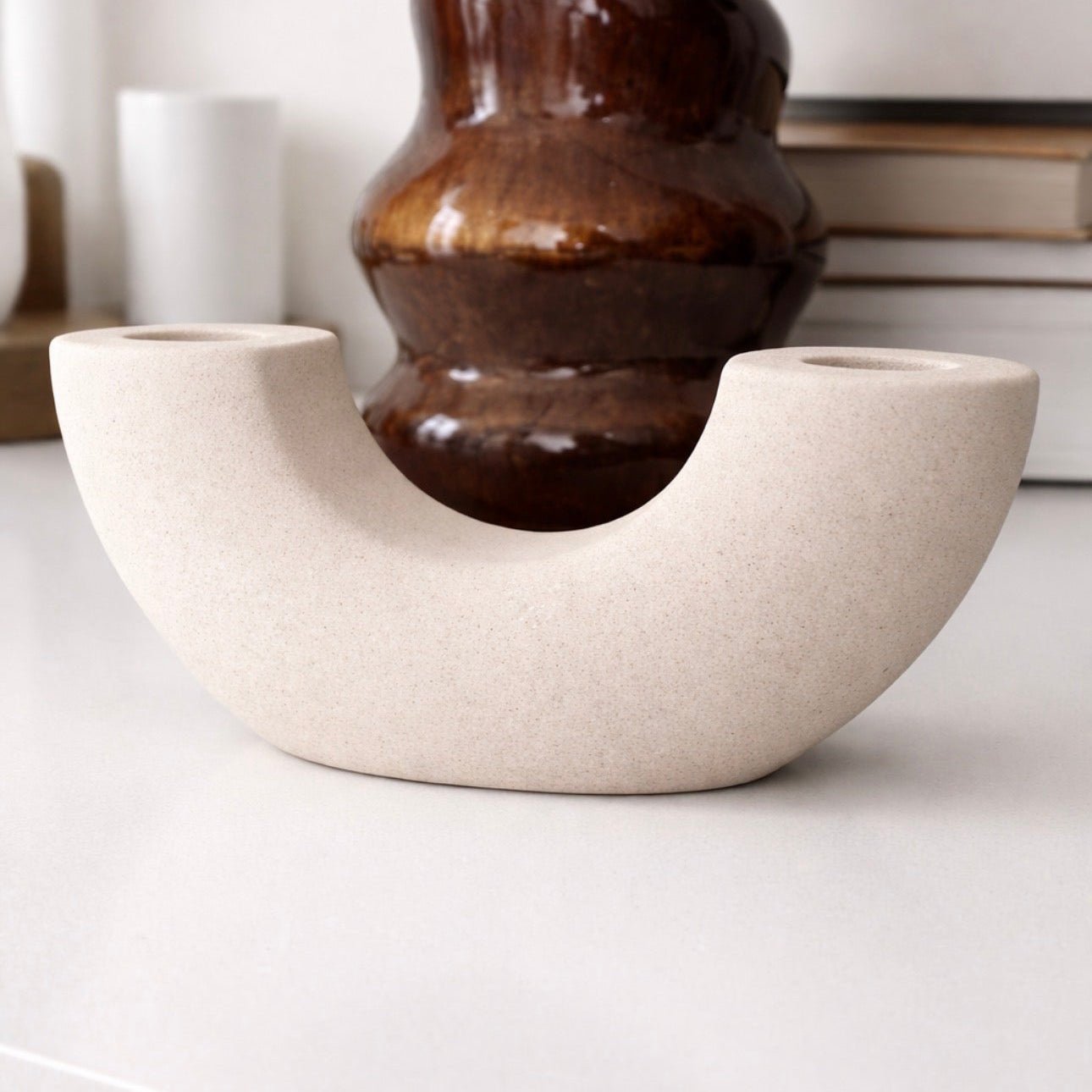 H&M Ceramic Candlestick Holder 20.5x9.5 cm - BusDeals