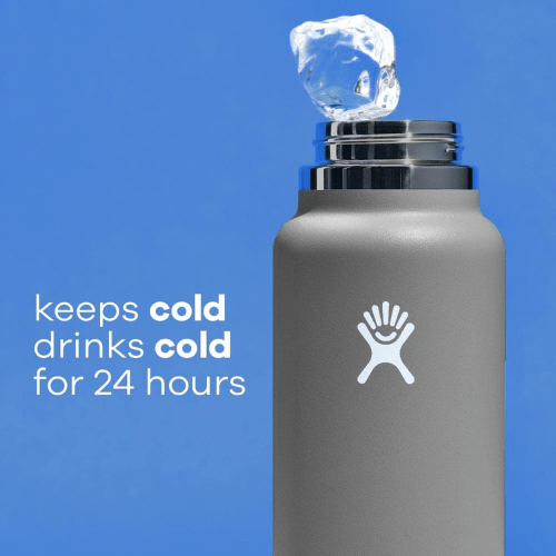 Hydro Flask 32 oz Wide Mouth Stainless Steel Reusable Water Bottle with Straw Lid, Black - BusDeals