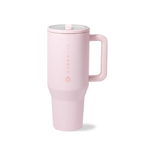 HydroJug 32oz Tumbler with Handle & Simple Flip Straw, Leak Resistant Water Bottle, Stainless Steel & Rubber Base, Pink Sand. - BusDeals