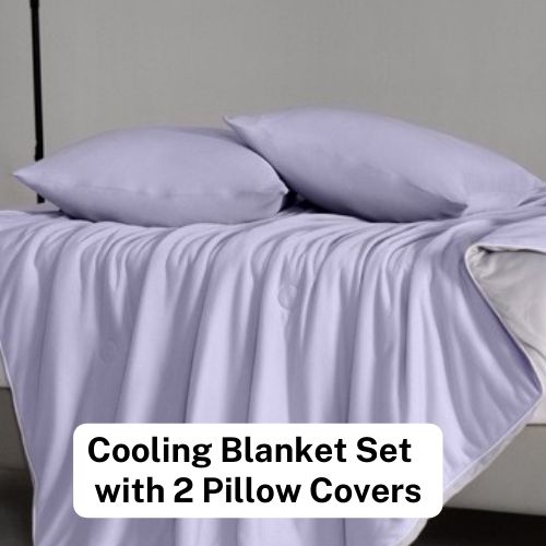 Icy Silky Summer Cool Quilt Set of 3 Pieces, Violet with Grey Color - BusDeals