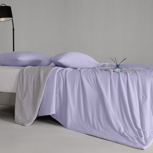 Icy Silky Summer Cool Quilt Set of 3 Pieces, Violet with Grey Color - BusDeals