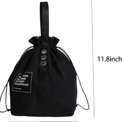 Insulated Canvas Lunch Bag - Reusable Cooler for Work, Office, Picnic & Travel - Large Capacity Drawstring Design, Black - BusDeals