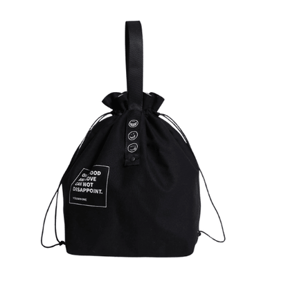 Insulated Canvas Lunch Bag - Reusable Cooler for Work, Office, Picnic & Travel - Large Capacity Drawstring Design, Black - BusDeals