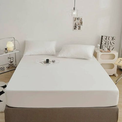 King Size 3 Pieces Fitted Bedsheet Set Plain White Color. - BusDeals