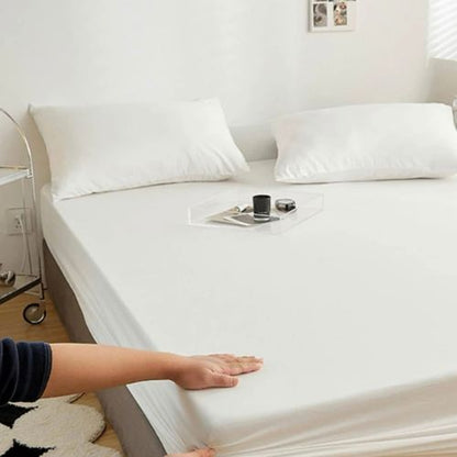 King Size 3 Pieces Fitted Bedsheet Set Plain White Color. - BusDeals