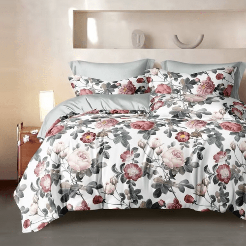 King size, 6 - piece beautiful rose design in a lovely shade of green. - BusDeals