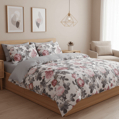 King size, 6 - piece beautiful rose design in a lovely shade of green. - BusDeals