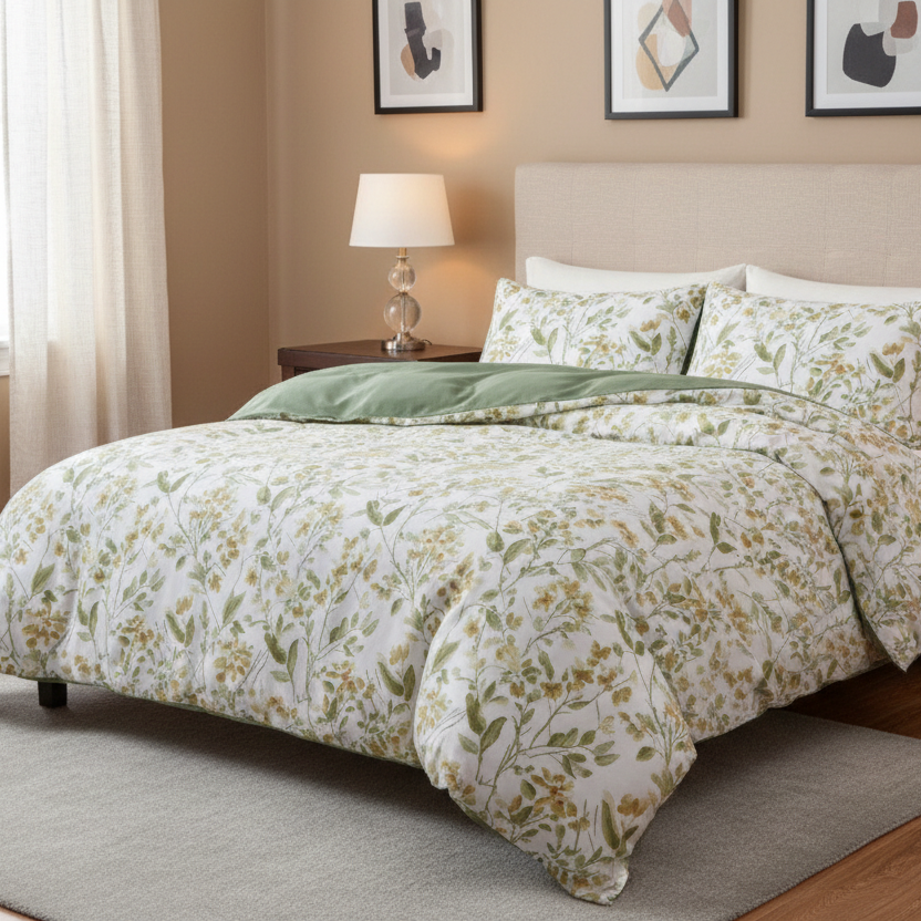 King size 6 piece bedding set brown floral print super soft quality. - BusDeals