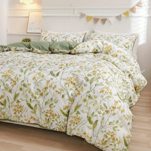 King size 6 piece bedding set brown floral print super soft quality. - BusDeals