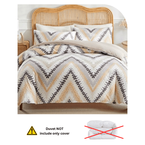 King size 6 piece bedding set, brown zig zag pattern, very soft quality. - BusDeals