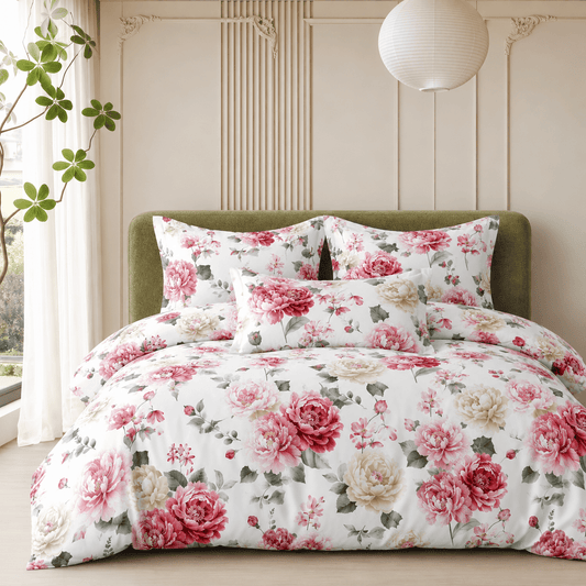 King size 6-piece bedding set elegance vibrant floral print - BusDeals
