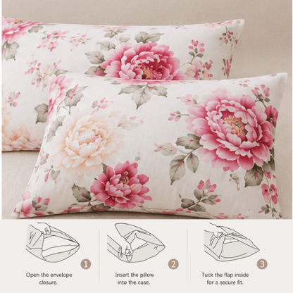 King size 6-piece bedding set elegance vibrant floral print - BusDeals
