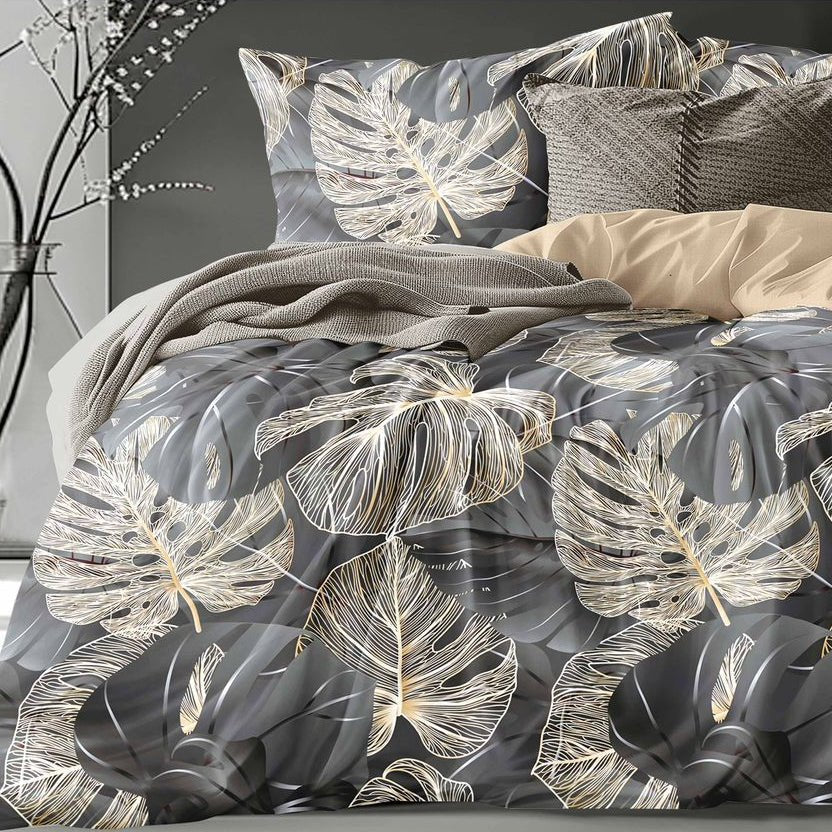 King size 6 - piece bedding set with out filling leaf print - BusDeals