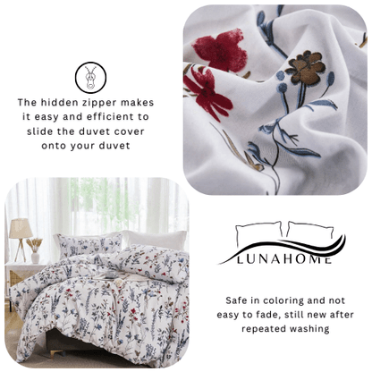 King size 6 - piece blue bedding set featuring a botanical floral design duvet cover. - BusDeals