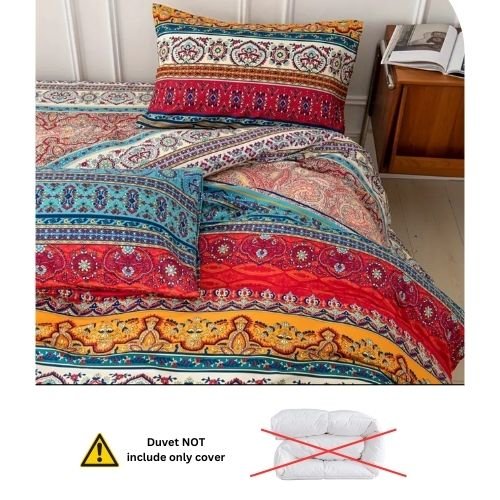 King Size 6 piece duvet cover set, colourful bohemian bedding. - BusDeals