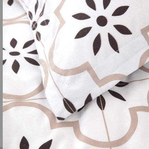 King size 6 piece duvet cover set modern tile print bedding set white. - BusDeals