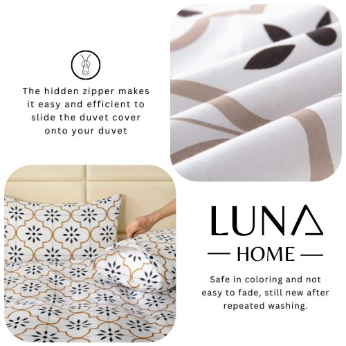 King size 6 piece duvet cover set modern tile print bedding set white. - BusDeals