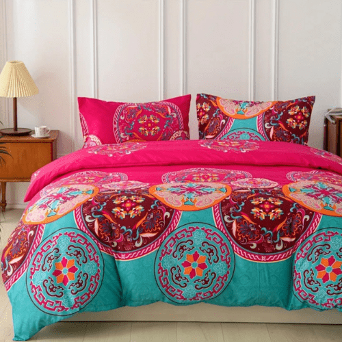 King size 6 piece duvet cover set with mandala design. - BusDeals