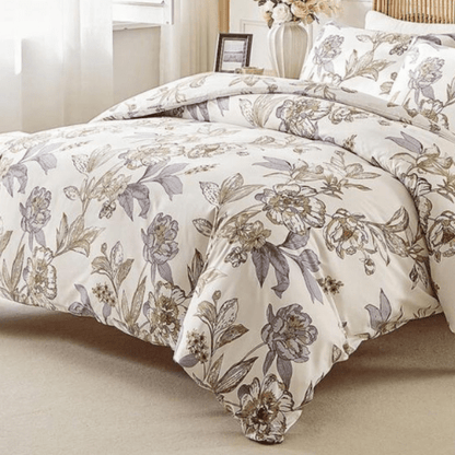 King size 6 - piece floral damask duvet cover set. - BusDeals