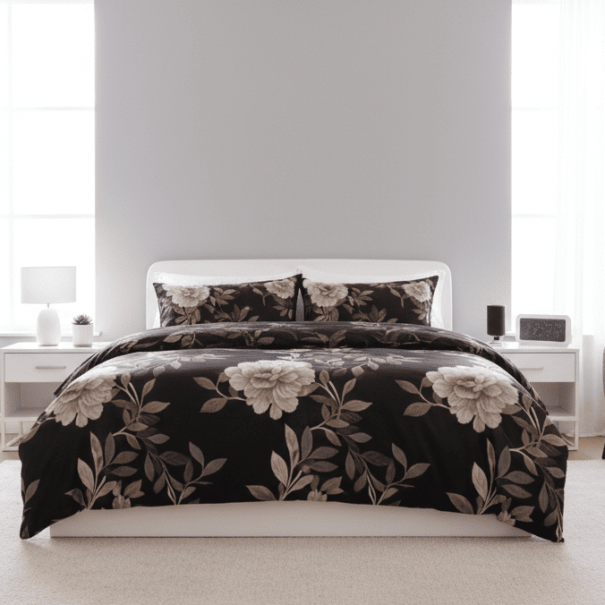 King size, 6 - piece floral design set in a rich brown color. - BusDeals